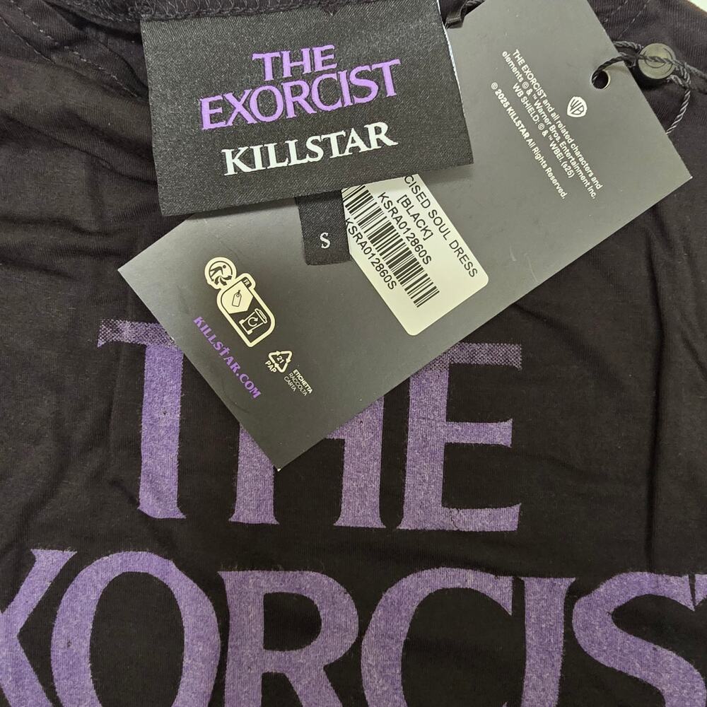 Killstar The Exorcist Graphic T Shirt Dress Black Small Goth Horror NWT Stretch - Picture 3 of 6